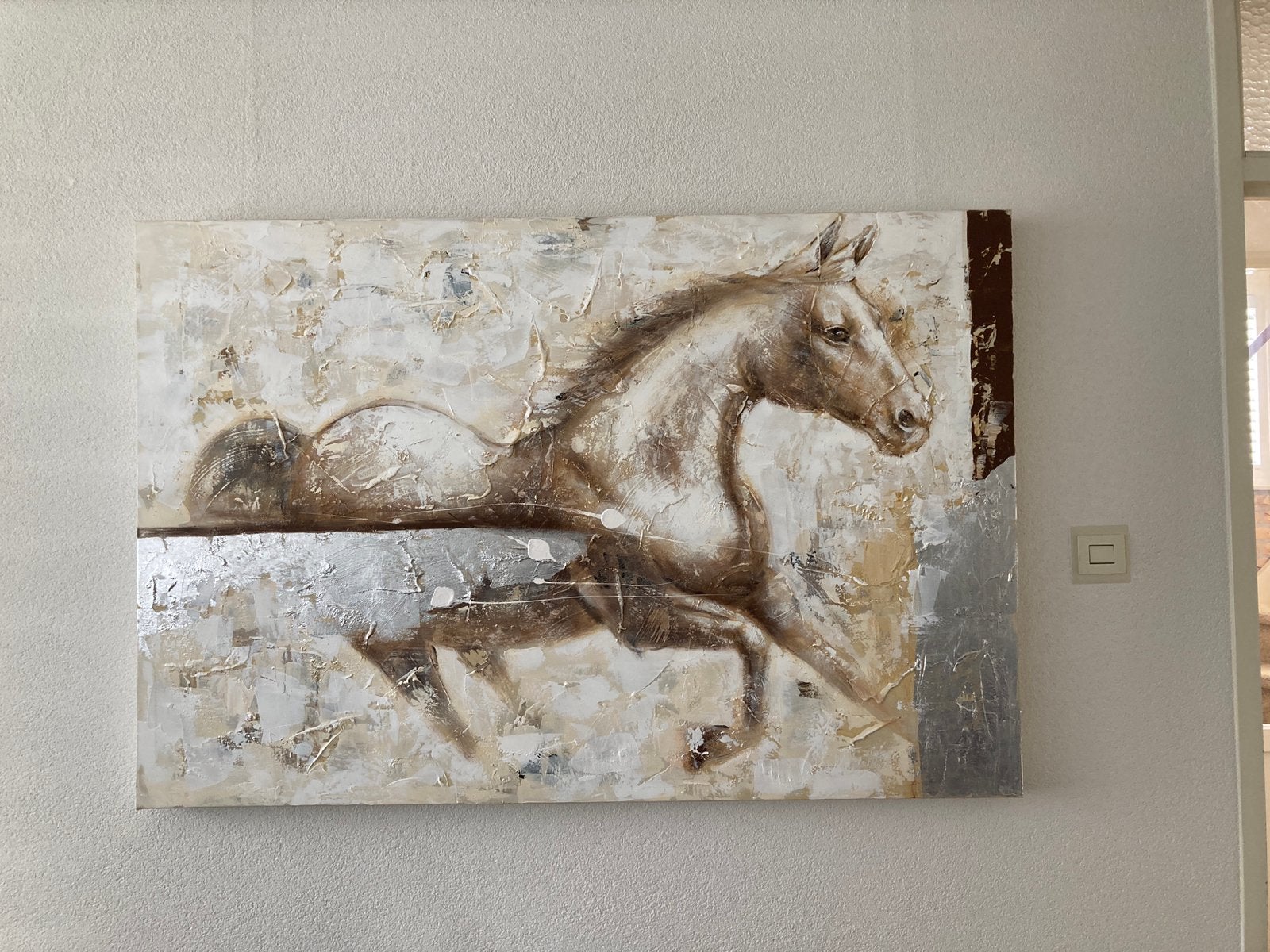 Groot schilderij van een paard, Ophalen, Op houten frame, Dieren, Olieverf