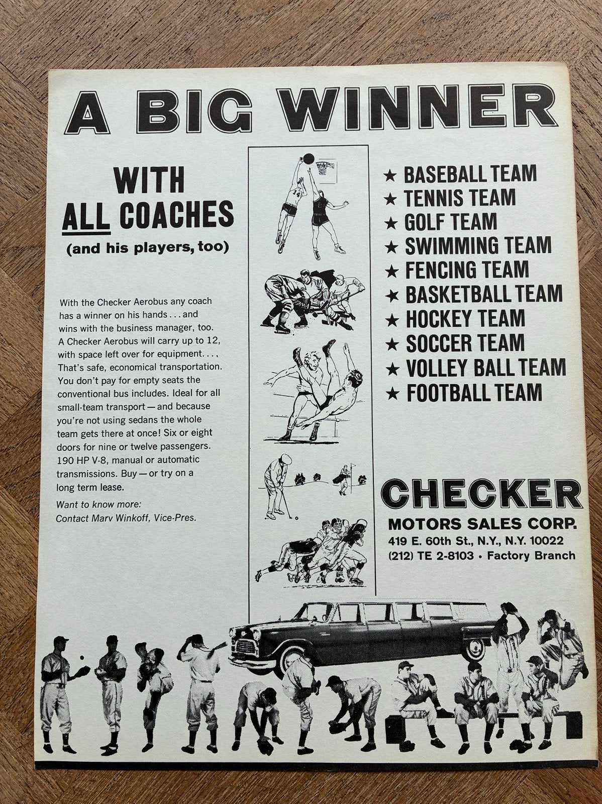 Checker Aerobus brochure sheet, Verzenden, Zo goed als nieuw, Overige merken