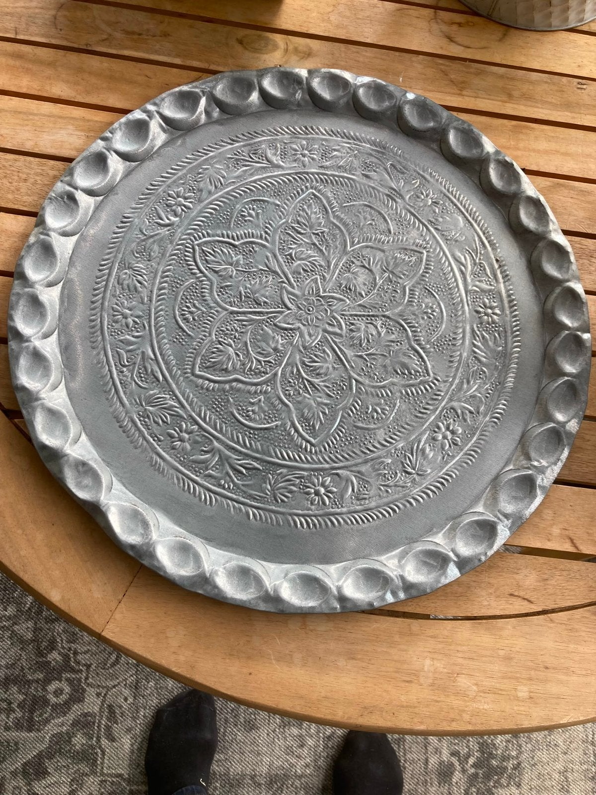 Dienblad te koop, Ophalen, Zo goed als nieuw, Rond, Metaal