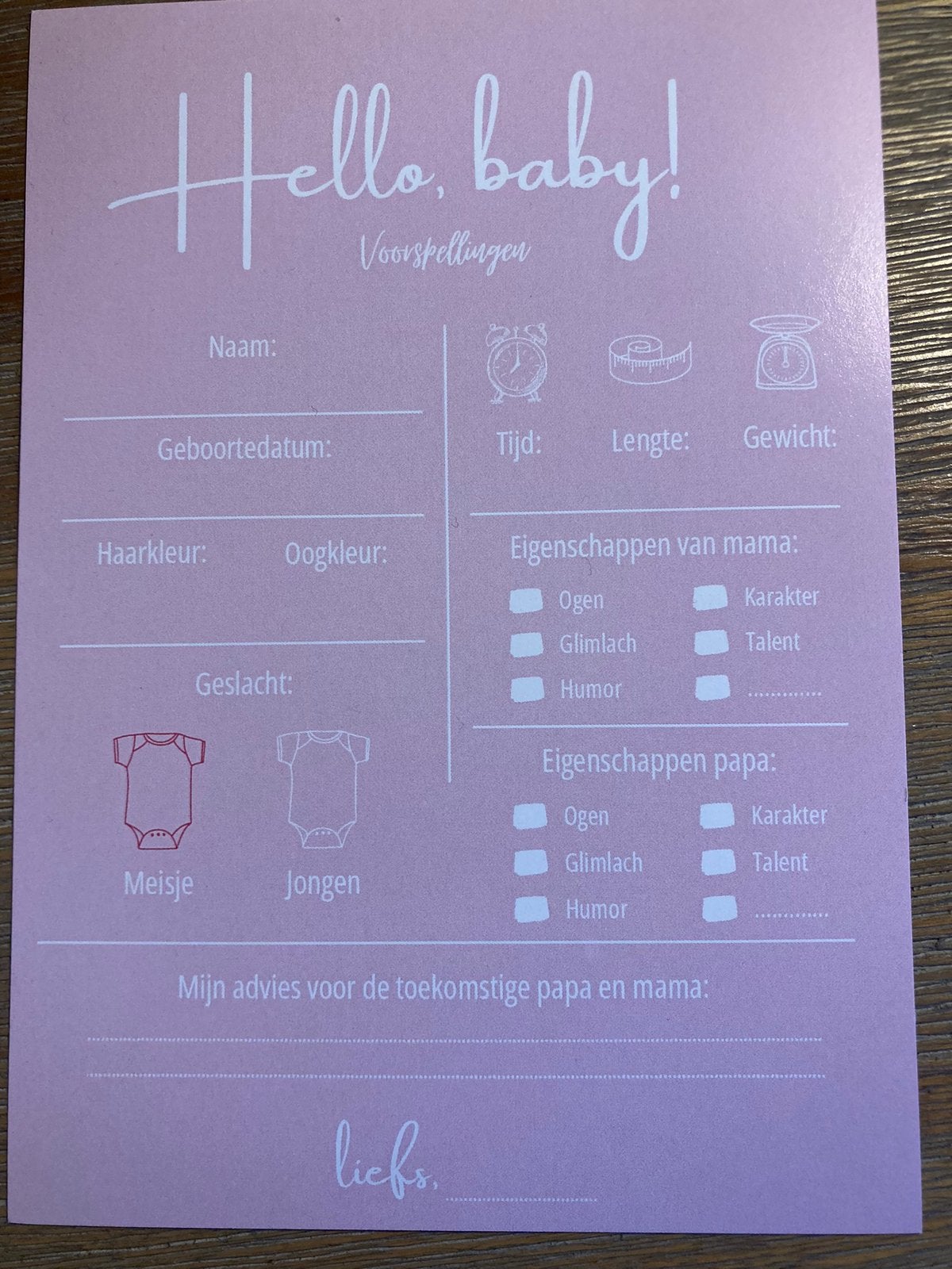 Voorspellingskaarten babyshower meisje, Ophalen of Verzenden, Nieuw