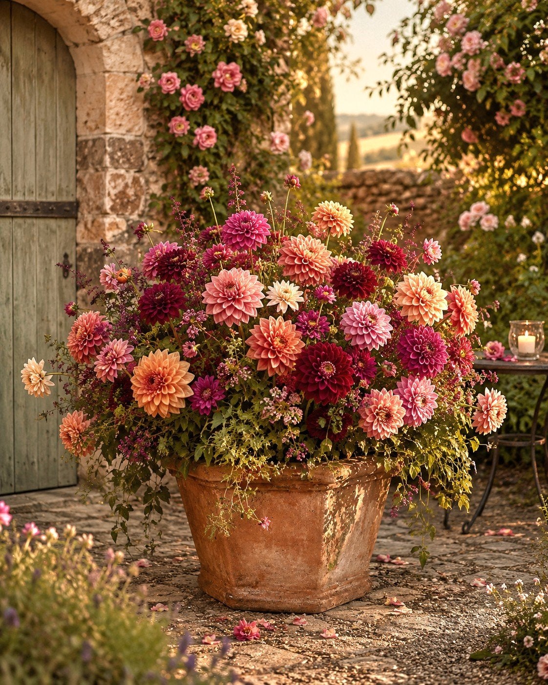 Grote Antieke Italiaanse Terracotta Plantenpot - 8 Hoekig, Ophalen, Gebruikt, 40 cm of meer, Minder dan 40 cm