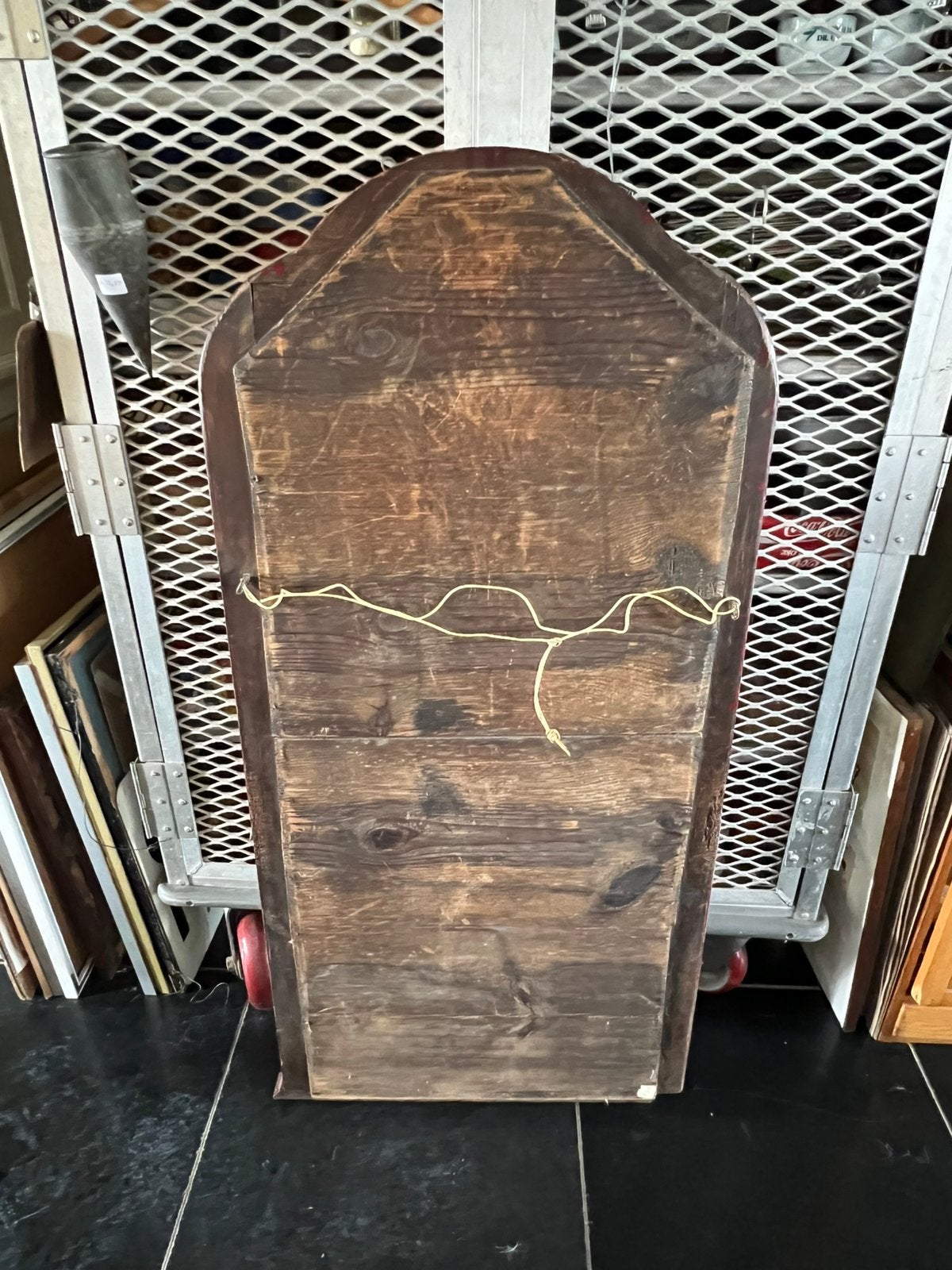 OUDE GROTE SPIEGEL MET VERWEERD GLAS, Antiek en Kunst, Antiek | Spiegels, Ophalen, Rechthoekig