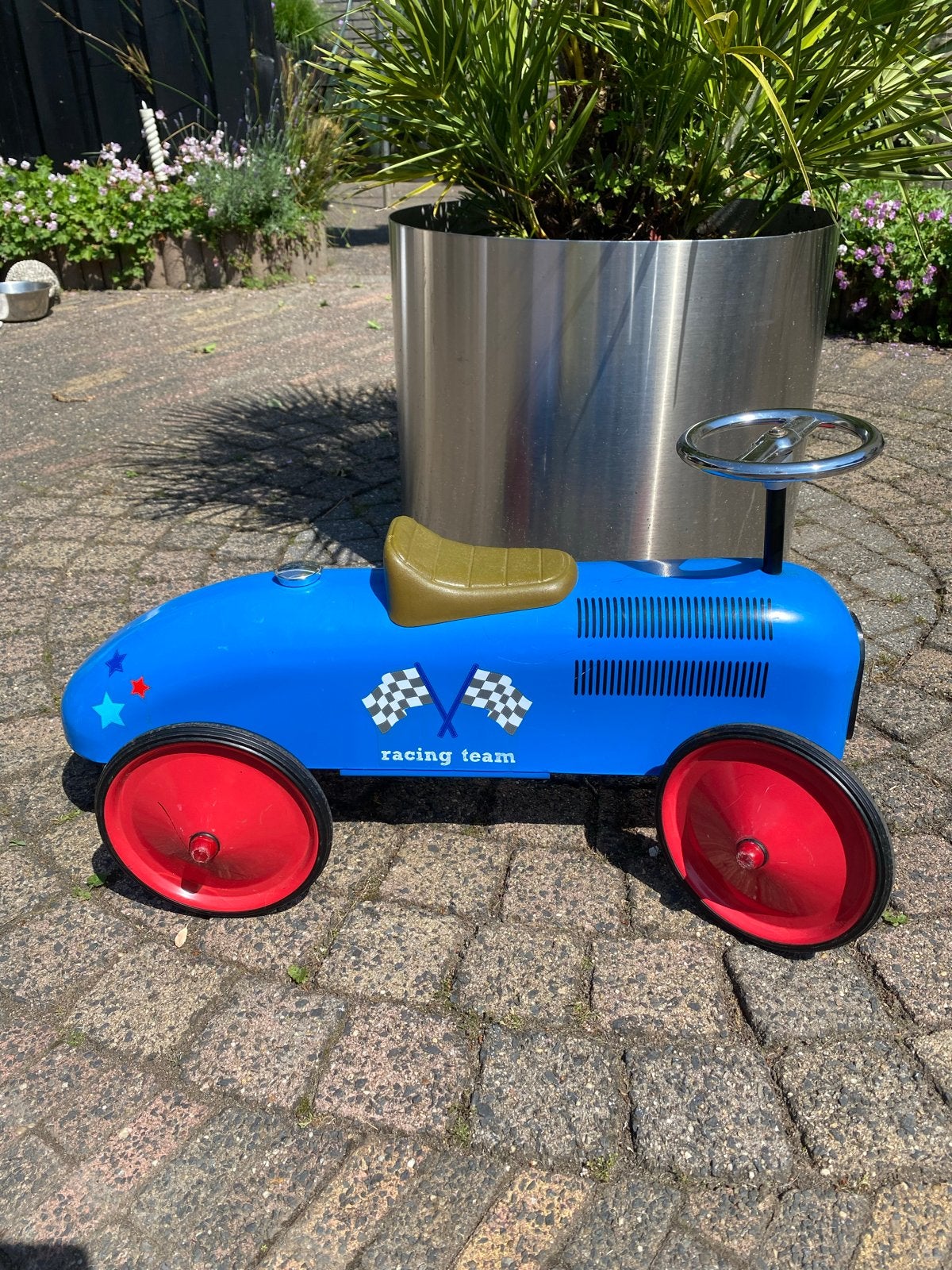 Blauwe loopauto 'Racing Team' voor kinderen, Kinderen en Baby's, Speelgoed | Buiten | Voertuigen en Loopfietsen, Gebruikt, Loopvoertuig