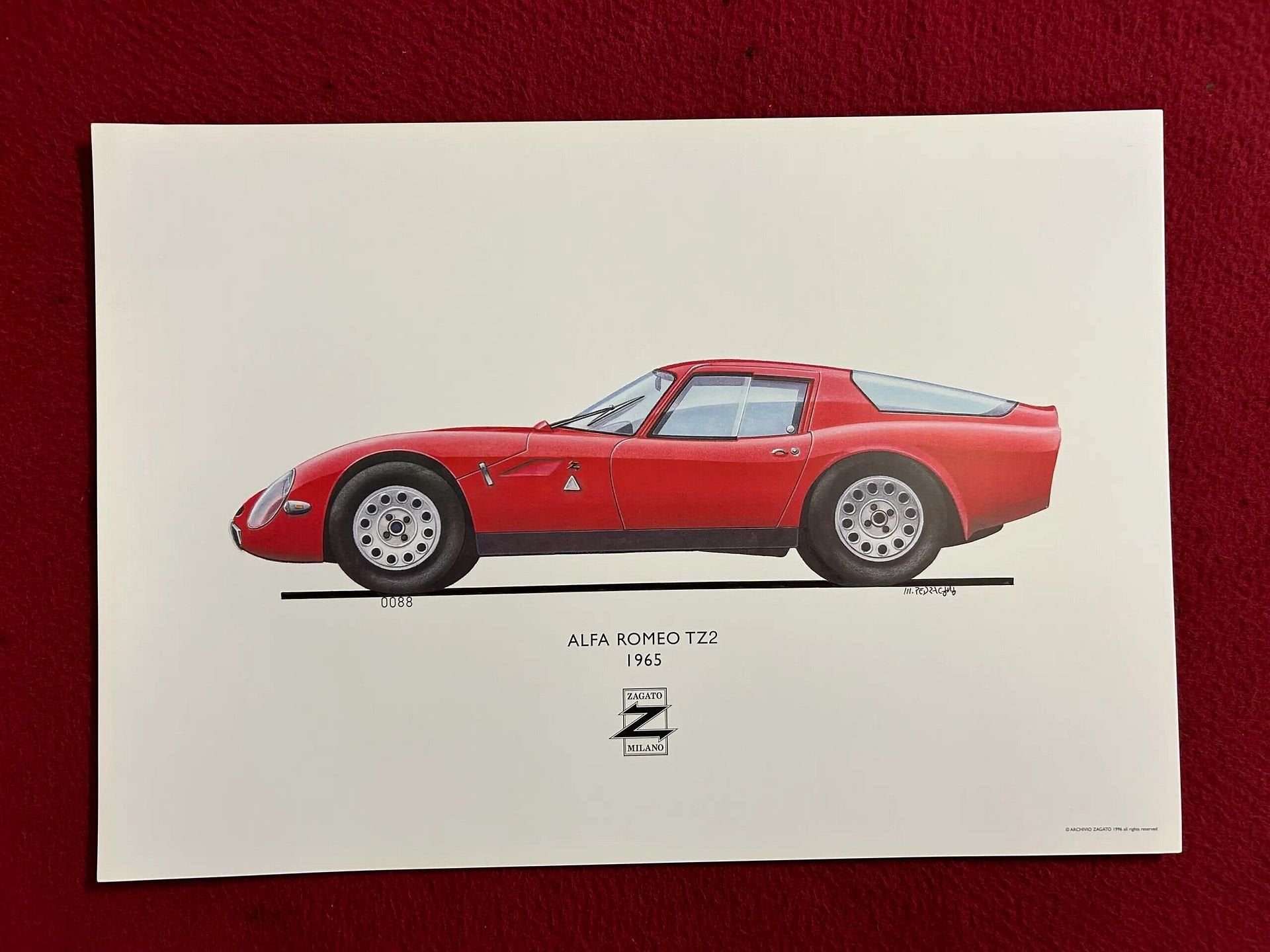 ”ALFA ROMEO TZ2” poster van Zagato, Ophalen of Verzenden, Gelezen