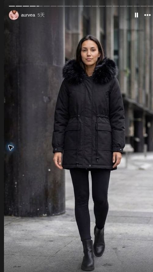 Nieuwe zwarte damesparka met faux-fur capuchon AV-019, Kleding | Dames, Verzenden, Nieuw, Maat 38/40 (M), Zwart