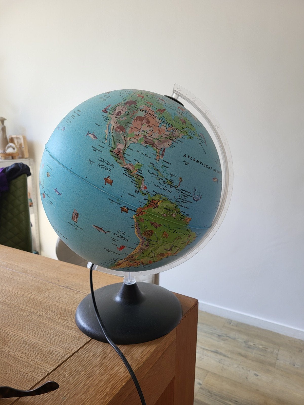 Verlichte Wereldbol Lamp - Educatief en Decoratief, Ophalen, Gebruikt, Kunststof, Educatief