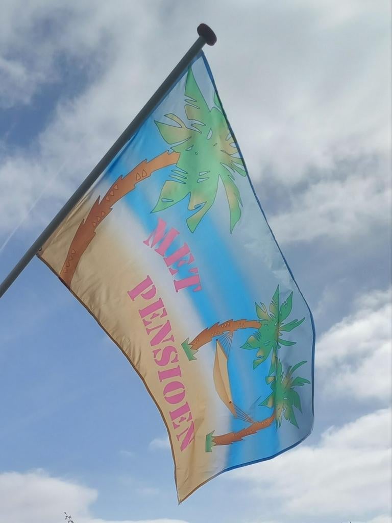 Vlag tbv pensioen en vlaggenlijn 2x 6 meter, Diversen, Ophalen of Verzenden