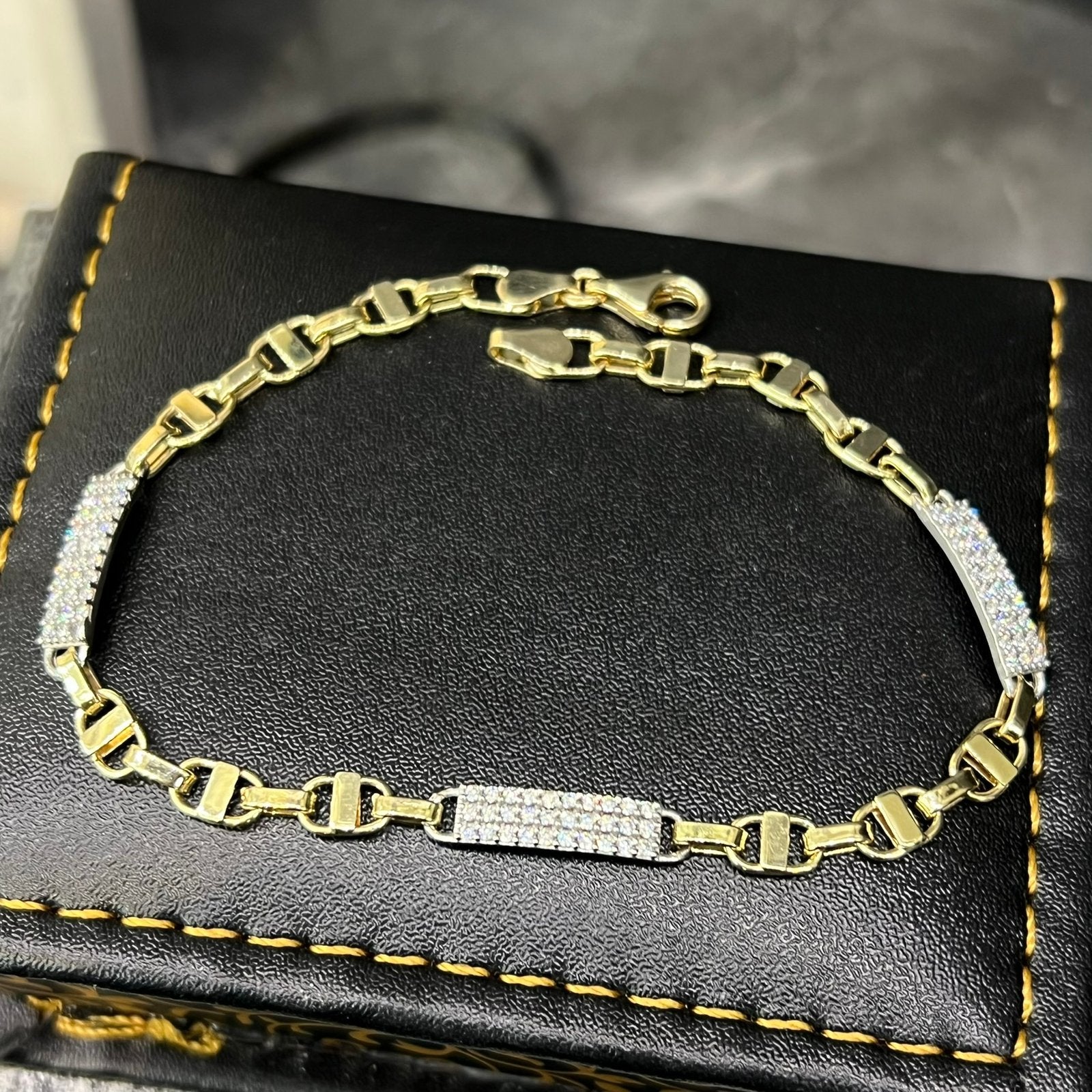 14 karaats gouden armband kingsley schakel, Ophalen of Verzenden, Nieuw, Goud