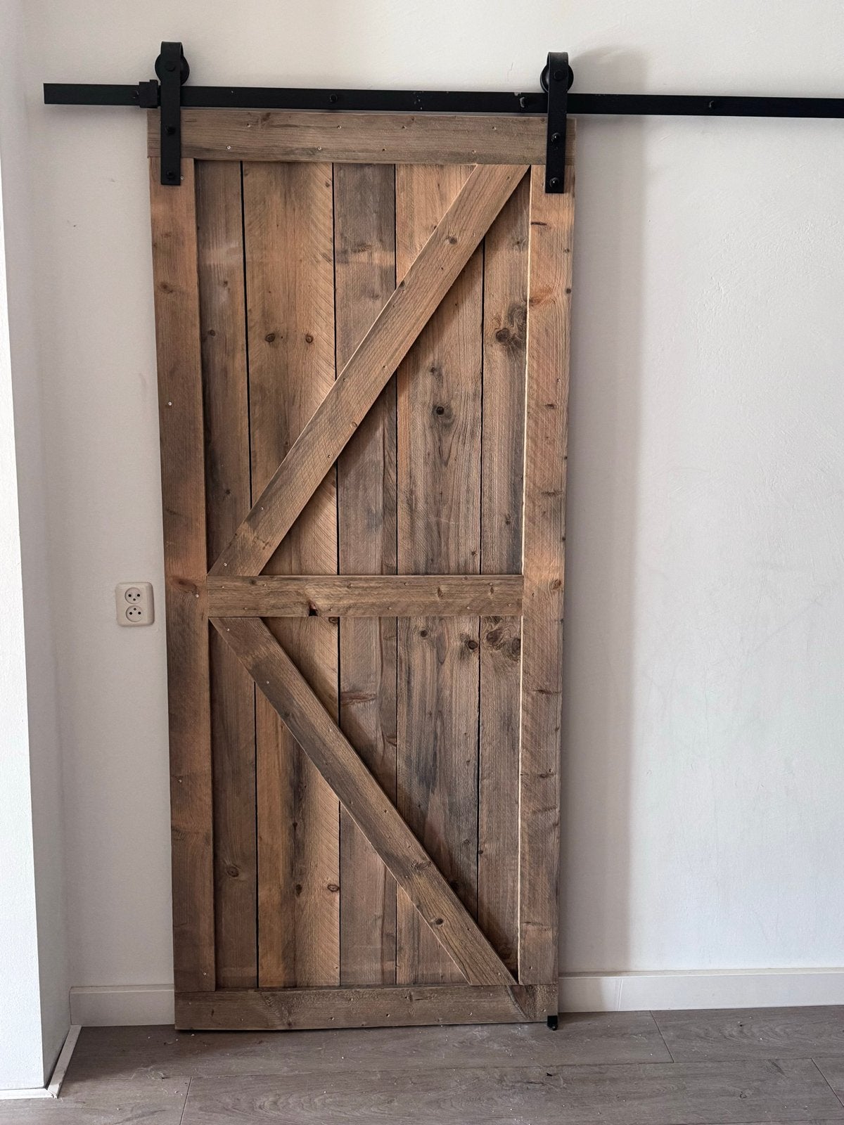 Barndoor incl railsysteem / steigerhout loftdeur, Gebruikt, 80 tot 100 cm, Binnendeur, Ophalen of Verzenden