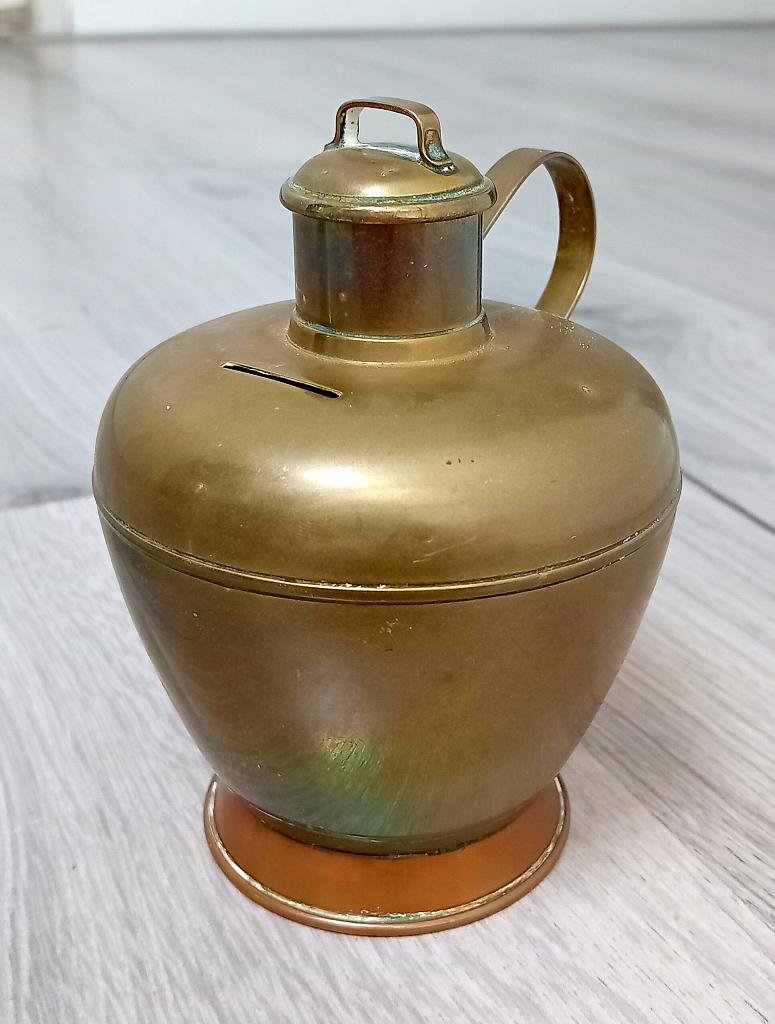 koperen spaarpot (nemi) jaren 30, Ophalen of Verzenden