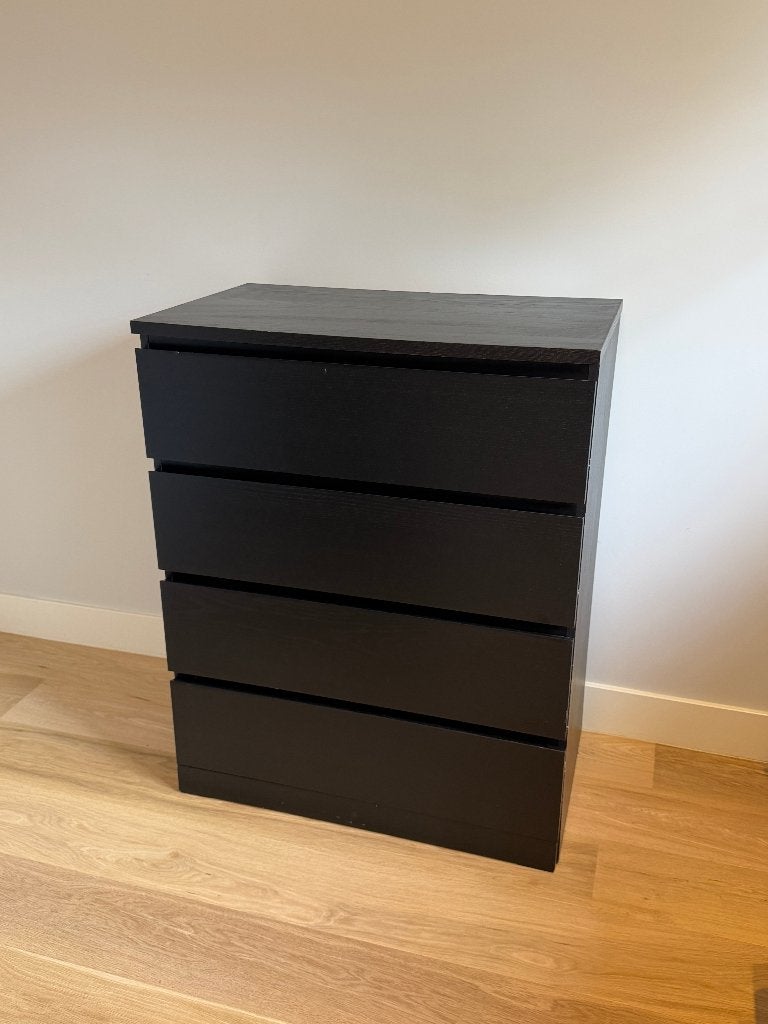Zwarte Ladekast - 4 lades IKEA (Malm), Huis en Inrichting, Ophalen, Gebruikt, IKEA, Modern,  Zwart, 100 tot 150 cm