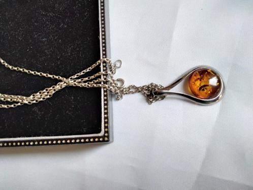 Baltische Barnsteen Amber Hanger Zilver 925 ZELDZAAM UNIEK, Ophalen, Overige voorstellingen, Oranje, Zo goed als nieuw