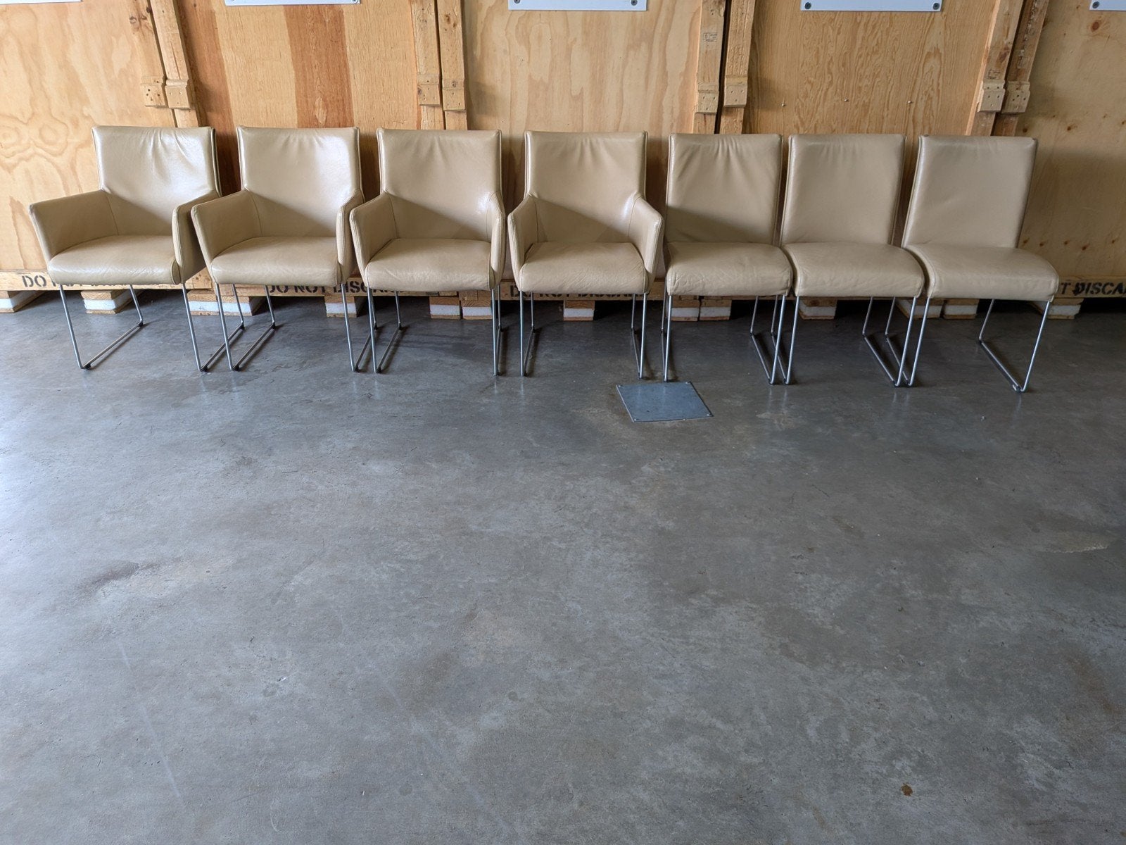 7x Leren Eetkamerstoelen - 4x Met + 3x Zonder Armleuning - S, Ophalen, Gebruikt, Overige kleuren, Leer