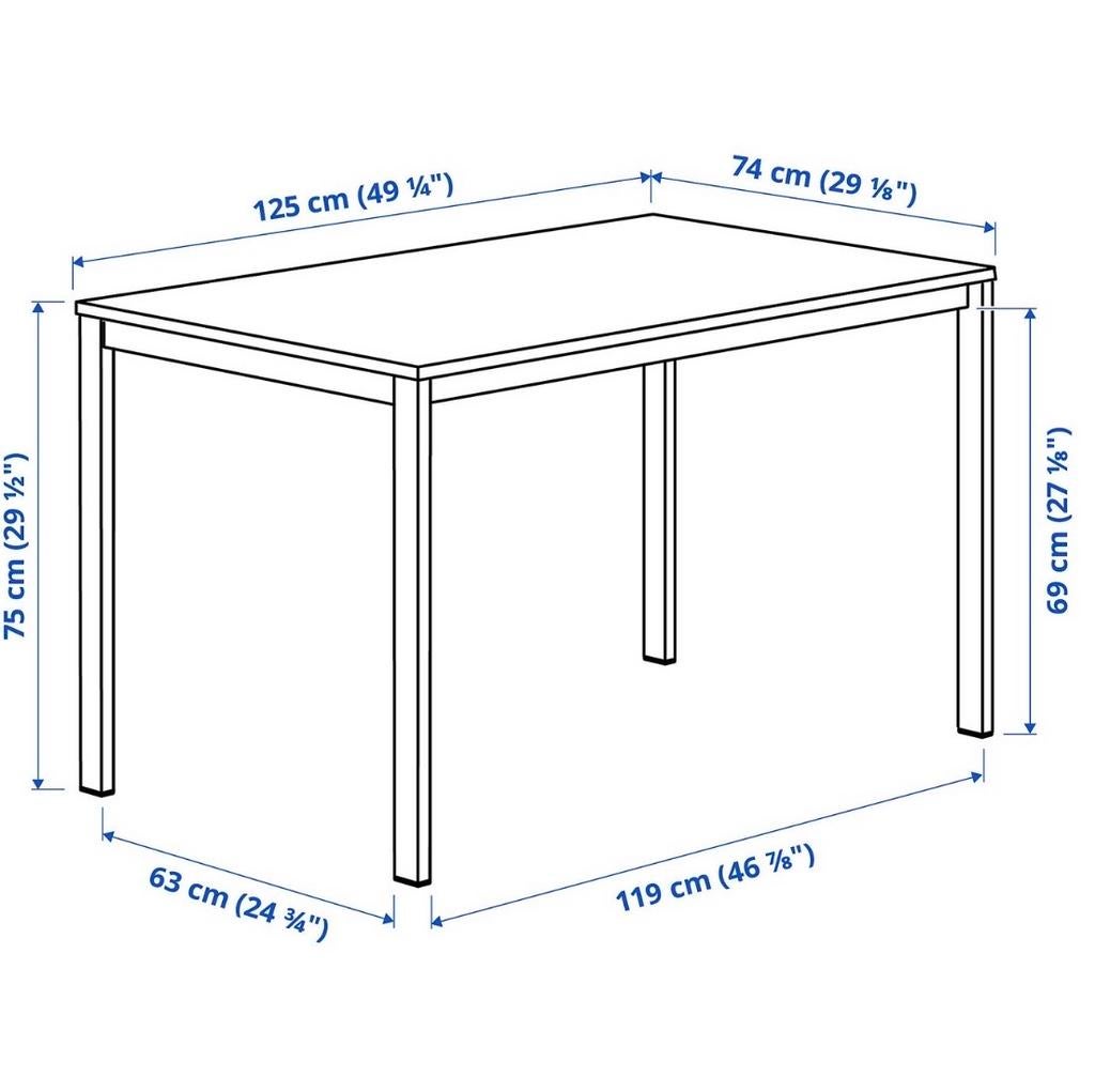 IKEA VIHALS Eettafel wit, 125x74 cm, Huis en Inrichting, Tafels | Eettafels, Overige materialen, 100 tot 150 cm, Tot twee personen
