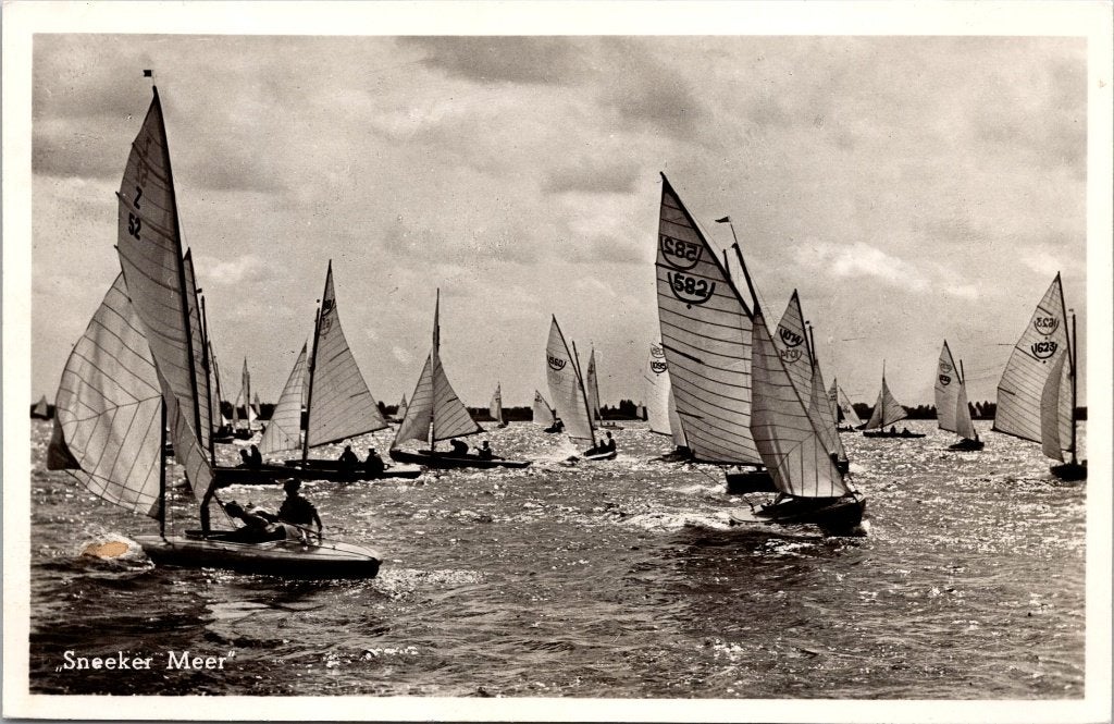 Sneek - 9 oude ansichtkaarten Sneekermeer & Martinuskerk III, Verzenden, 1940 tot 1960, Gelopen, Friesland