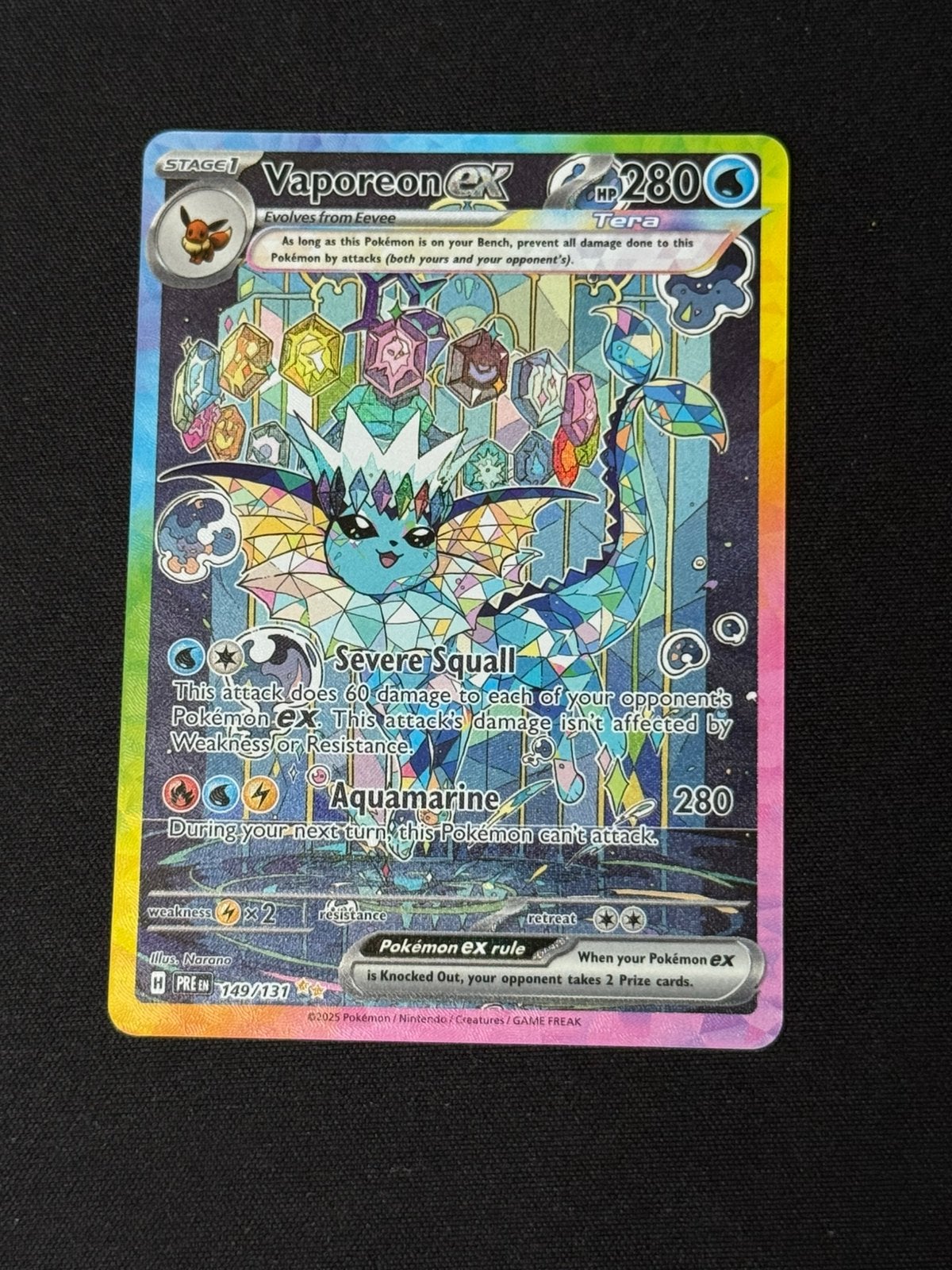 Vaporeon EX 149 - Prismatic Evolutions, Ophalen of Verzenden, Zo goed als nieuw, Losse kaart