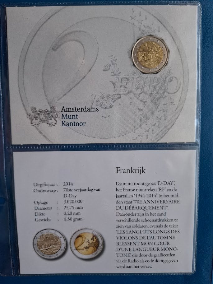 Frankrijk 2 Euro 2014 "D-Day" (AMK) UNC, Postzegels en Munten, Munten | Europa | Euromunten, Verzenden, Frankrijk, 2 euro, Setje