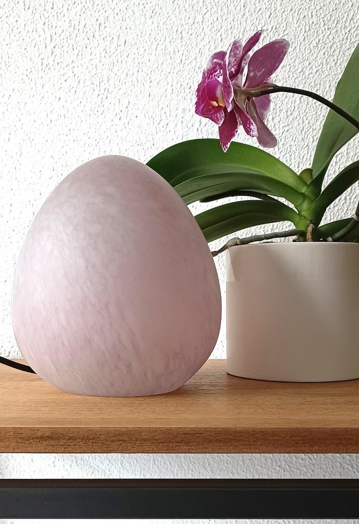 Egg tafellamp -in de stijl van Verrerie de Vianne  70s, Gebruikt, Ophalen of Verzenden, Glas, Minder dan 50 cm