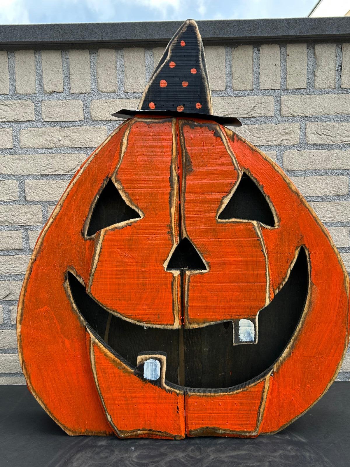 Halloween decoratie in pompoen vorm, Ophalen, Hout, Gebruikt, Overige stijlen