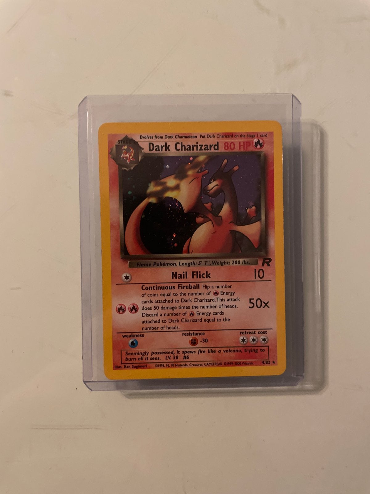 Dark Charizard Pokémon kaart holo, Ophalen of Verzenden, Zo goed als nieuw, Losse kaart