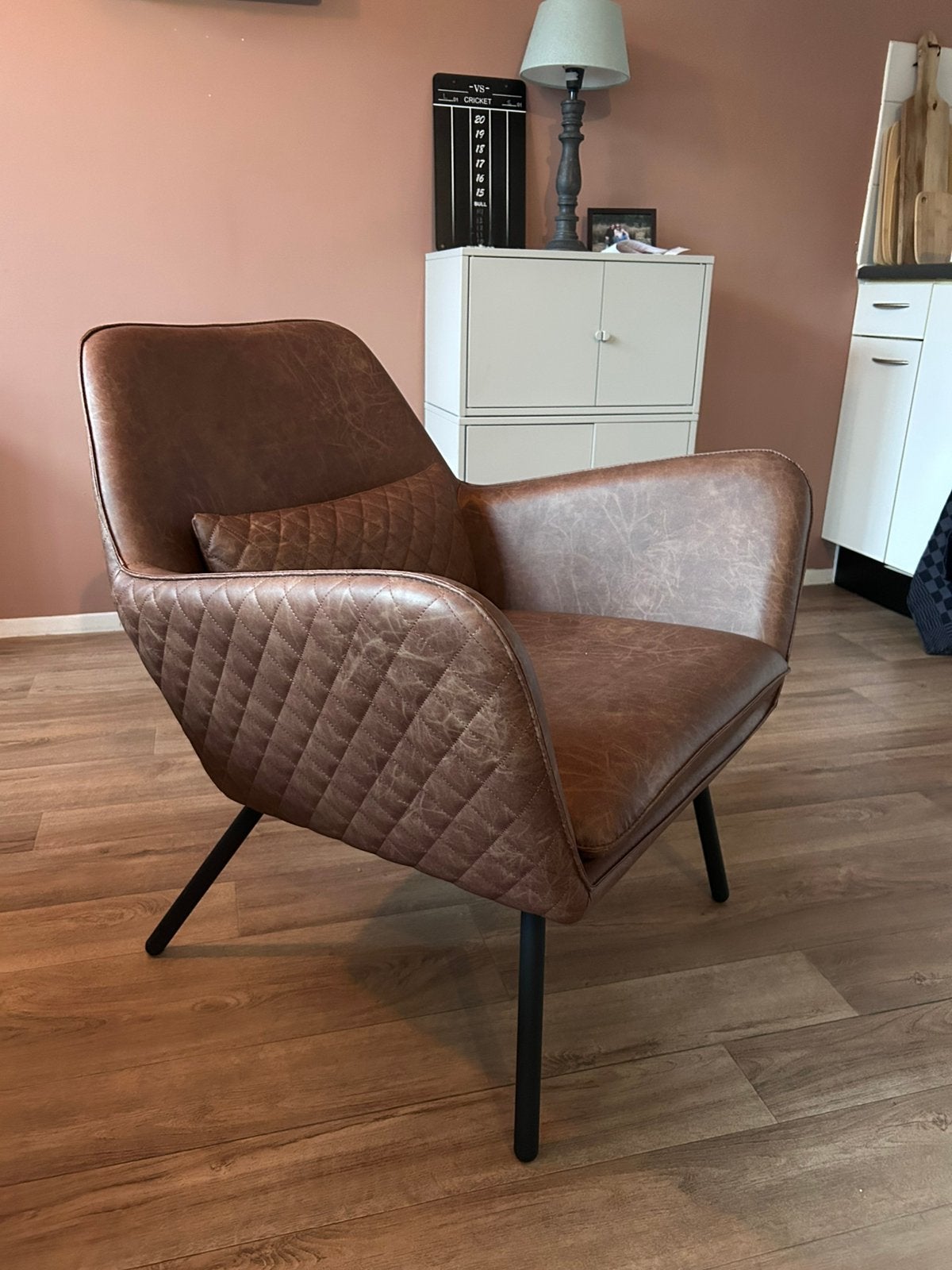 Stoel, Huis en Inrichting, Fauteuils, Ophalen, Zo goed als nieuw, Leer, 50 tot 75 cm