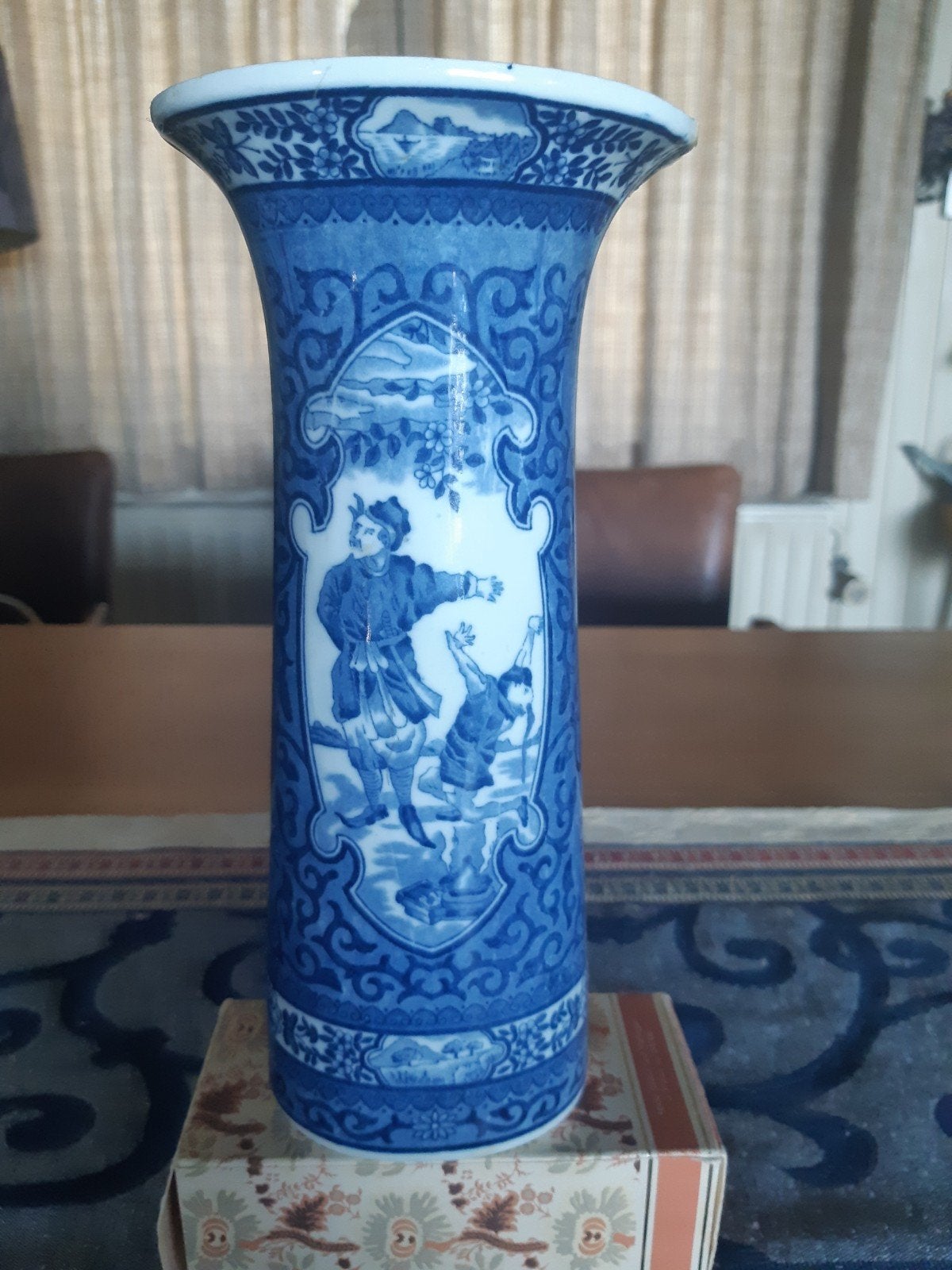 Antieke Chinese porseleinen vaas, blauw-wit decor, Antiek en Kunst, Ophalen