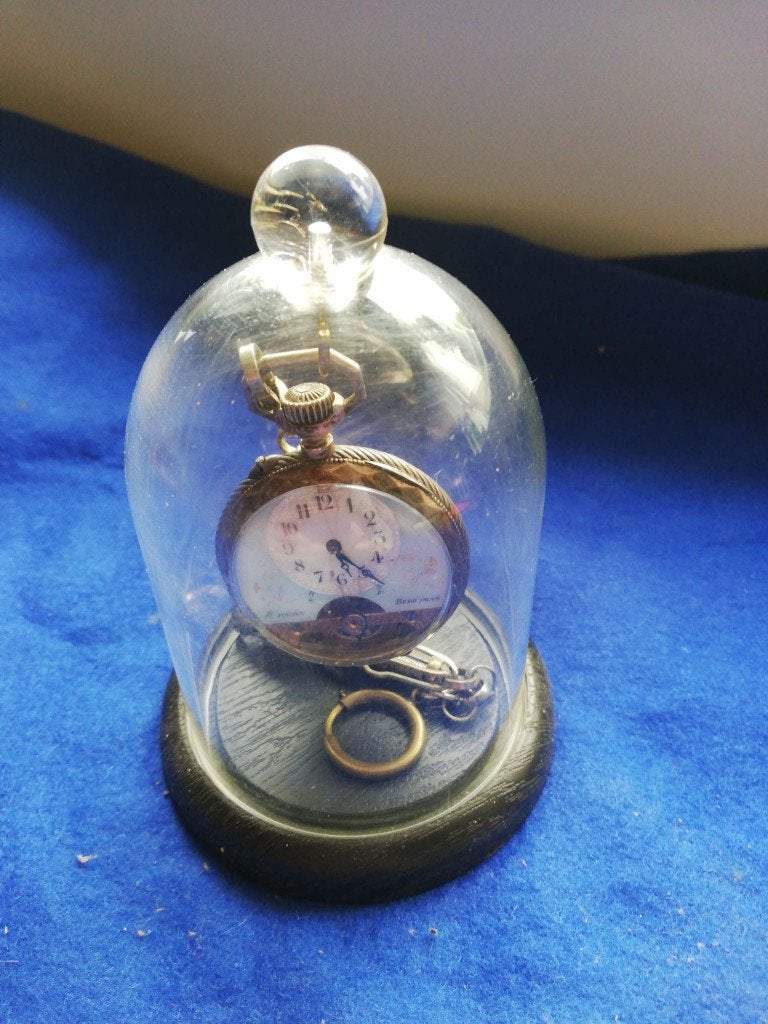 Antiek zakhorloge Herdomas in stolp, Overige materialen, Zakhorloge, Met ketting, Ophalen