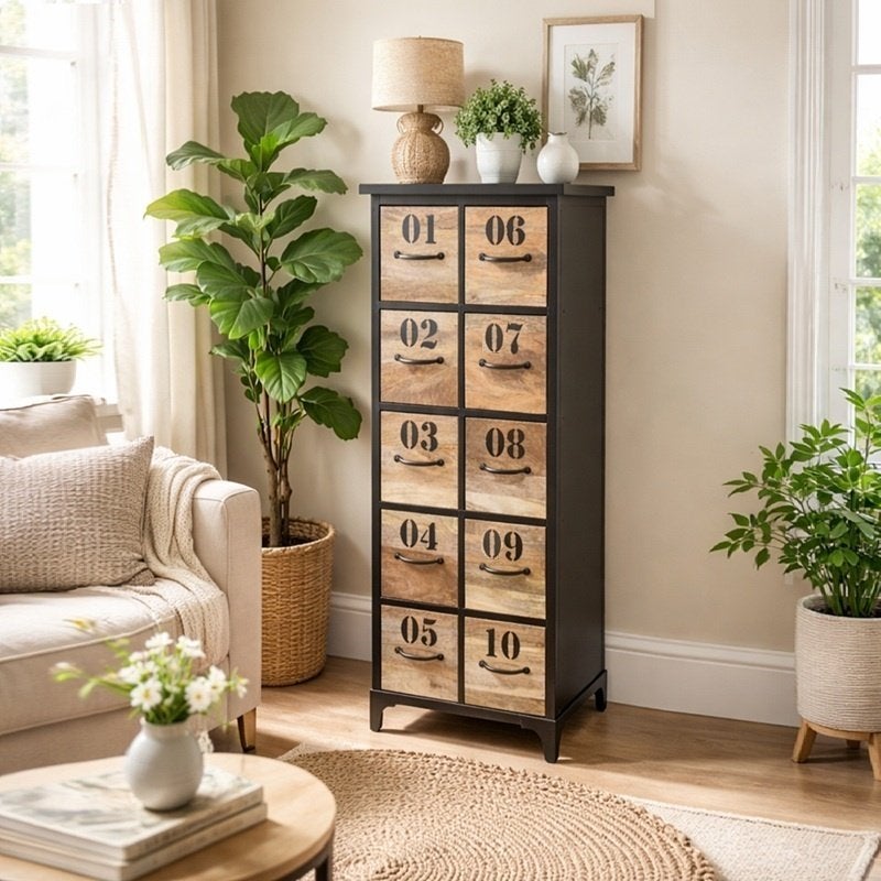 Industrieel Ladekast Mango Mangohout Kast Hout SHOWROOM, Ophalen, Minder dan 50 cm, Info@dehanzeherten.nl, De Hanze Herten BV