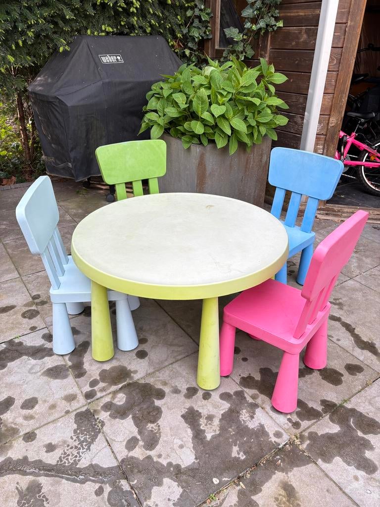 Ikea kids outdoor furniture table set, Ophalen, 4 zitplaatsen, Kunststof, Gebruikt