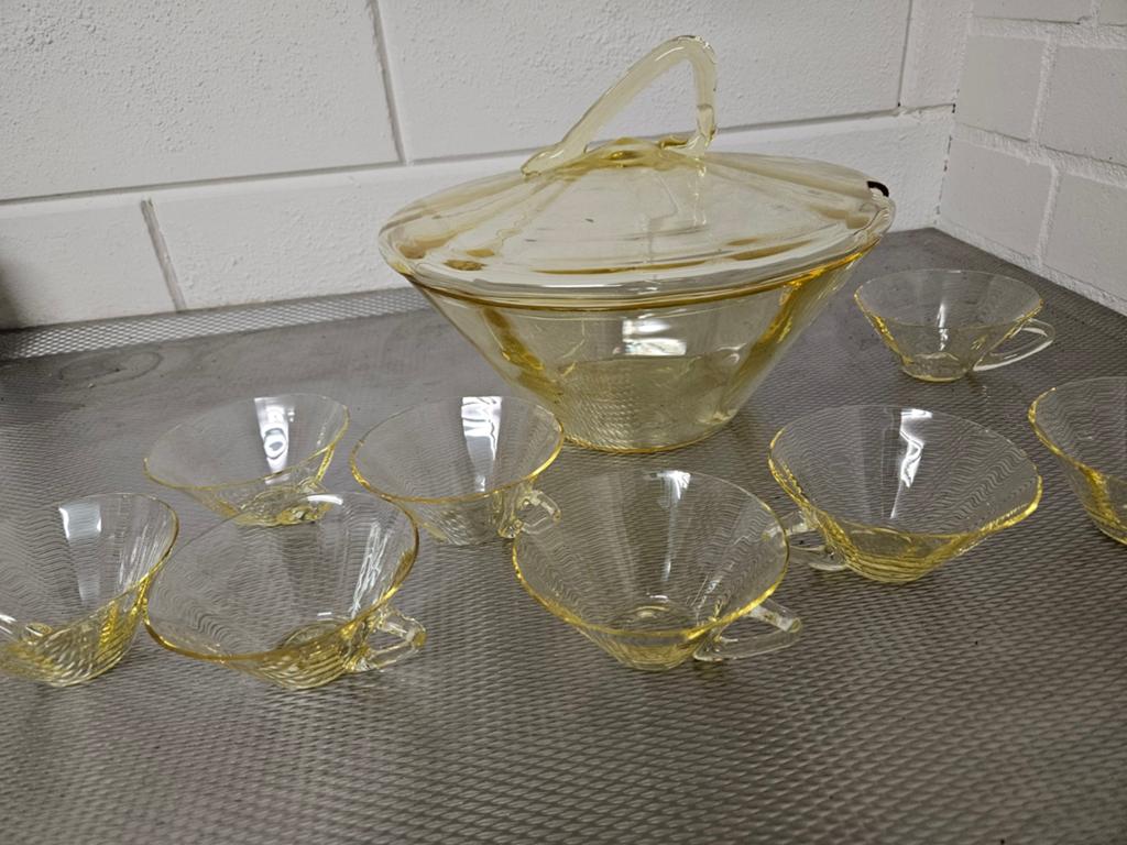 Glazen bowl set jaren 30, Ophalen of Verzenden