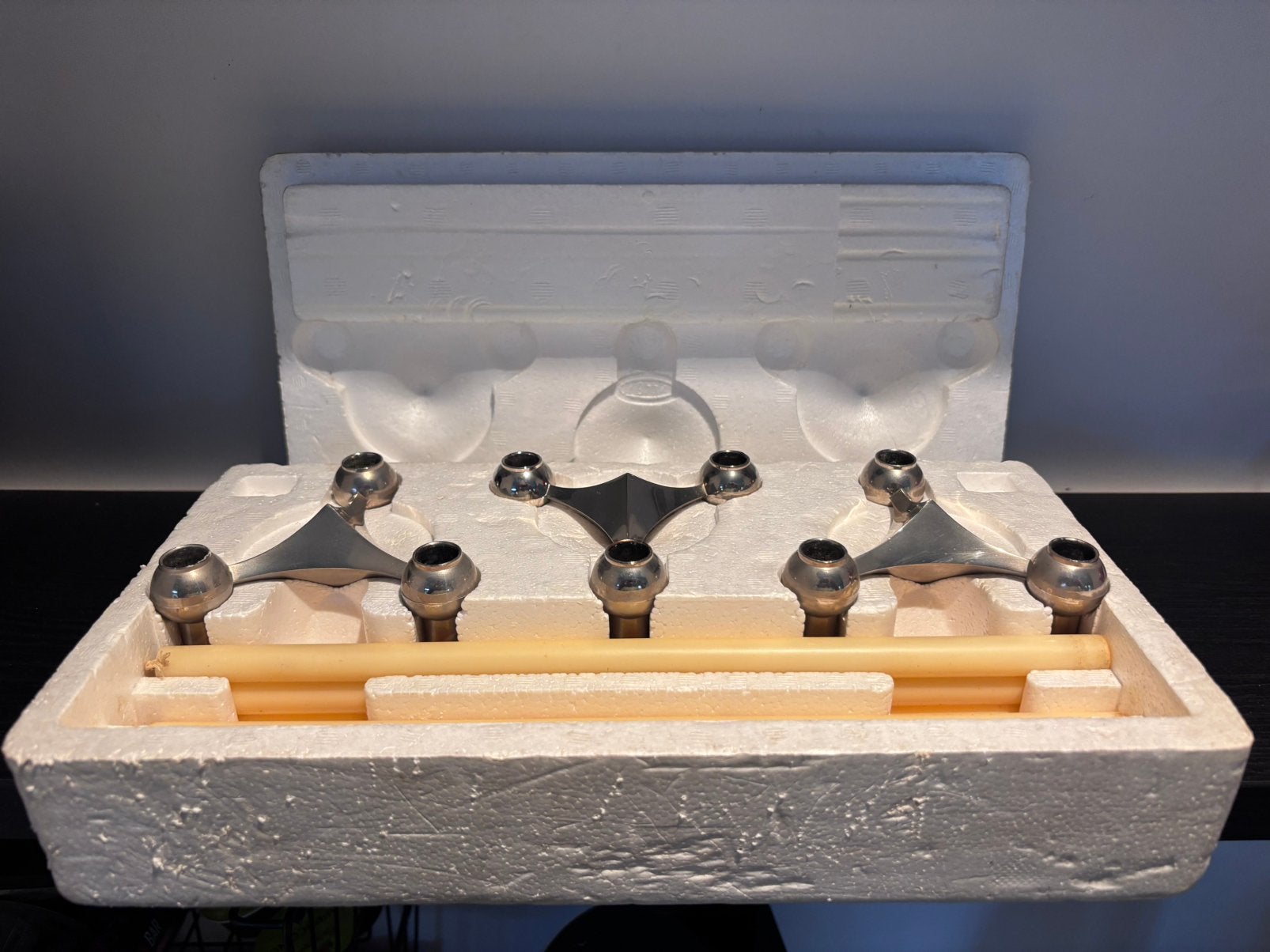 Original Vintage STOFF Nagel Kandelaar Set van 3 Type S22, Ophalen of Verzenden