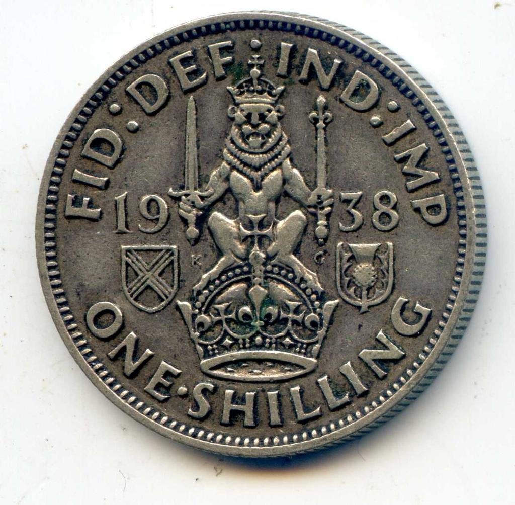 Groot-Brittannië 1 Shilling 1938 Schots, Ophalen of Verzenden, Overige landen, Zilver
