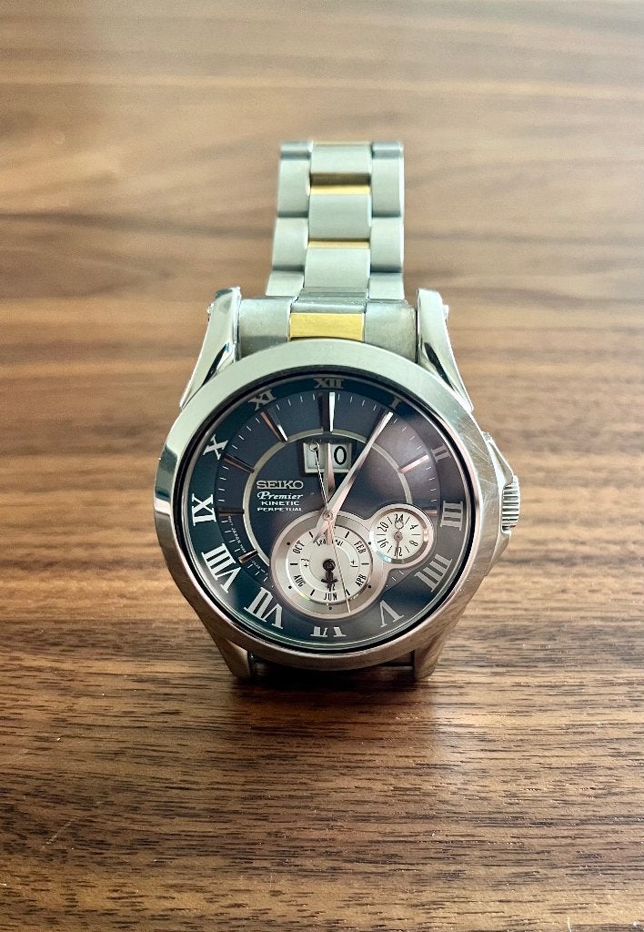 Seiko Premier Kinetic Perpetual (Vintage), Gebruikt, Staal, Polshorloge, Ophalen of Verzenden