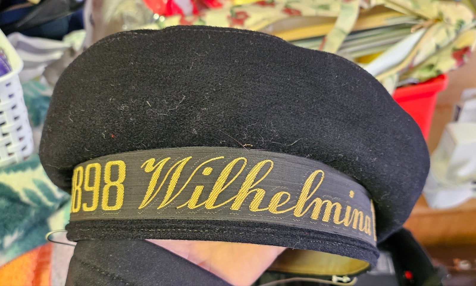 Vintage Marine Baret 'Wilhelmina 1898 1948' - Nederlands Fab, Antiek en Kunst, Ophalen of Verzenden, Heren, Nederlands Fabrikaat