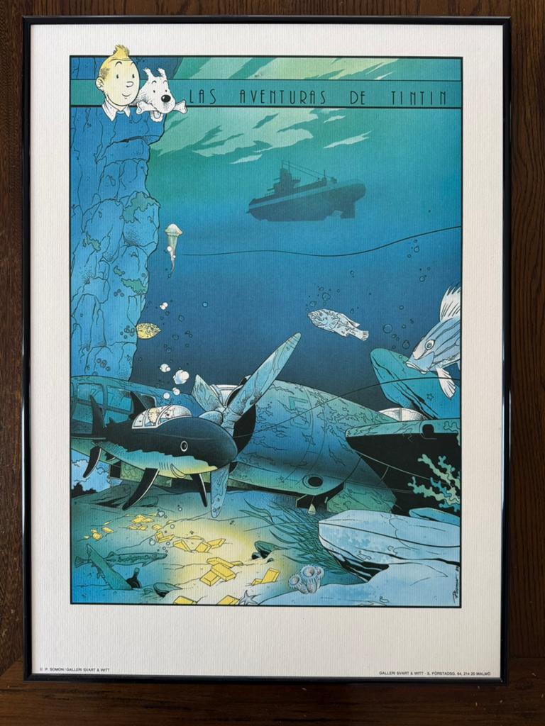 Kuifje / Tintin poster in lijst van Gallery Svart & Witt, Ophalen