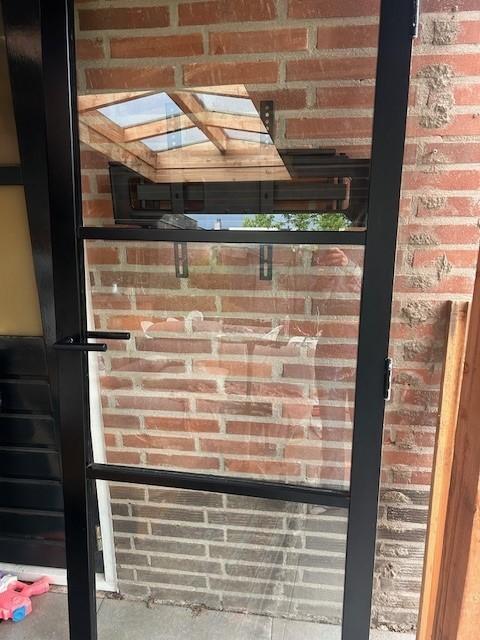 glazen deur staallook, Ophalen, Gebruikt, 80 tot 100 cm, Binnendeur