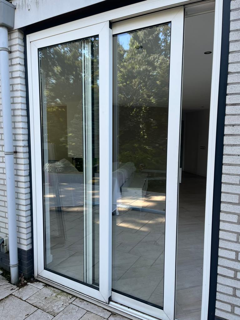 Schuifpui aluminium, Ophalen of Verzenden, Glas, 120 cm of meer, 215 cm of meer