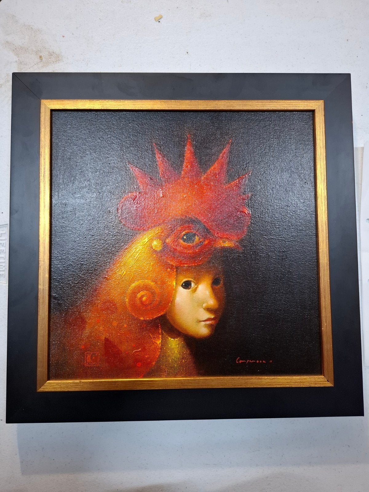 Bijzonder schilderij 'Gallo' van Ronald Compere, 2011, Antiek en Kunst, Kunst | Schilderijen | Modern, Ophalen, Figuren, Handgeschilderd