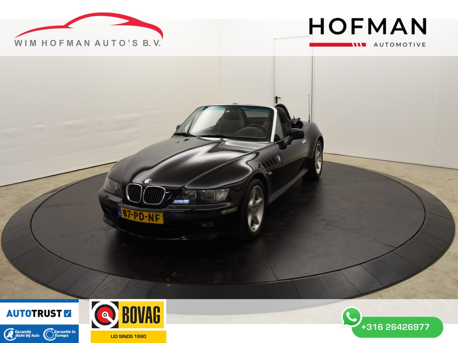 BMW Z3 2.8 6 Cil.194PK Aut Widebody top conditie EL Kap Leer, Auto's, Gebruikt, Stoelverwarming, Cabriolet, Zwart