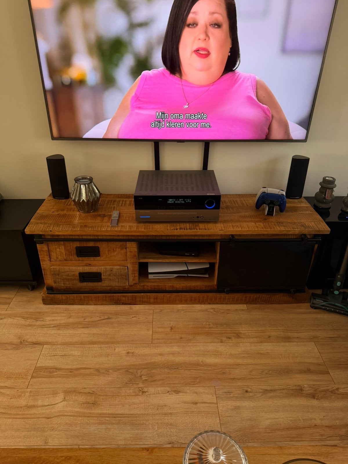 Mango houten tv meubel, Ophalen, Zo goed als nieuw, 25 tot 50 cm, Minder dan 100 cm