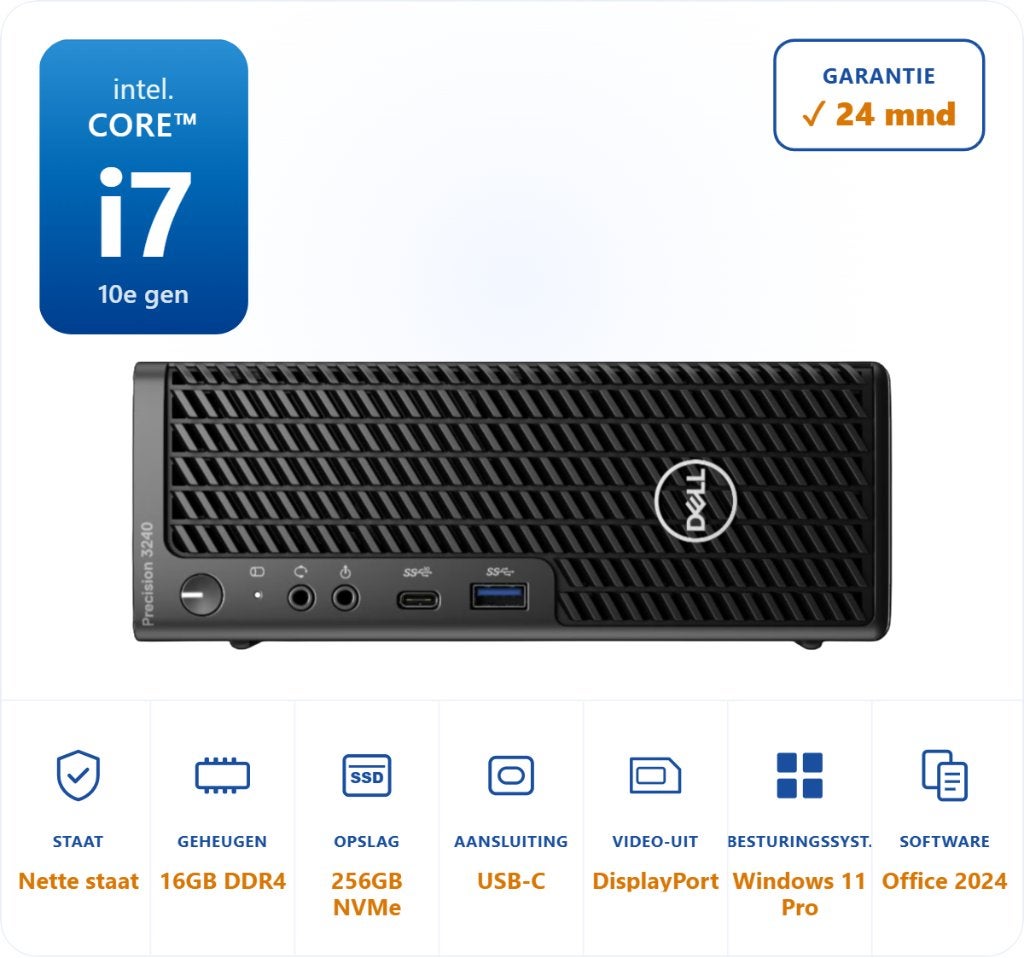 Dell Precision 3240 i7-10700 16GB 256GB NVMe Nvidia NVS 510, 256 GB, Dell, ., Ophalen of Verzenden
