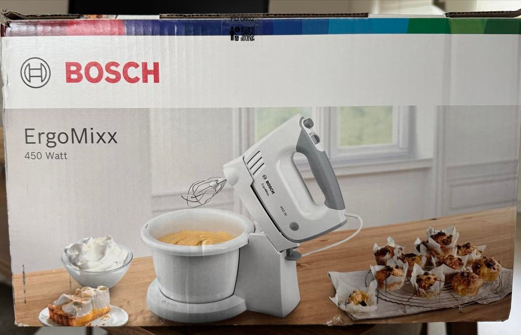 Bosch ErgoMixx Handmixer met Kom - 450 Watt, Witgoed en Apparatuur, Keukenmixers, Zo goed als nieuw, Minder dan 1 liter, 3 snelheden of meer