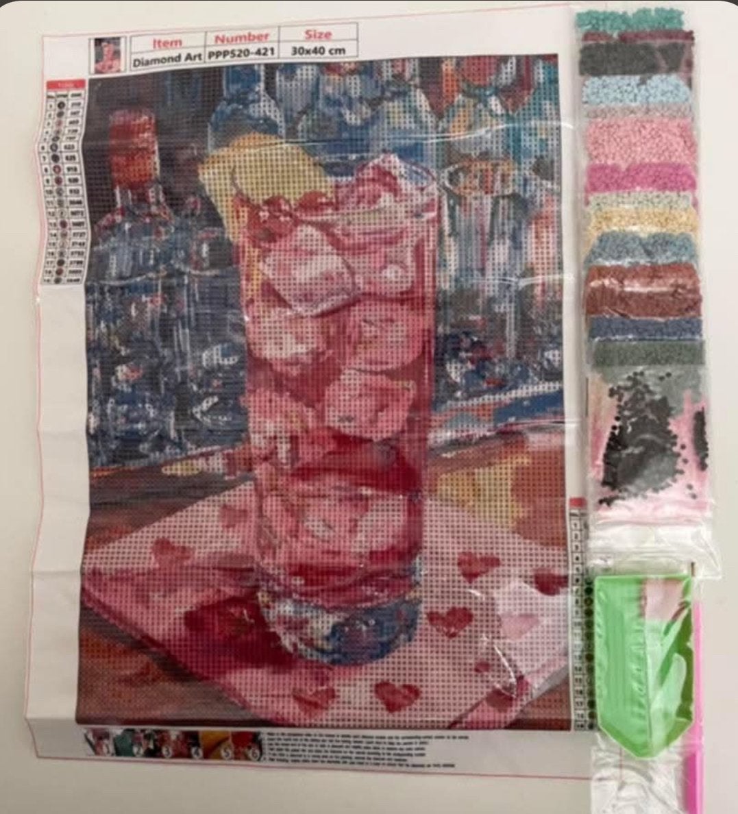 Diamond Painting cocktail 30x40 rond Nieuw, Hobby en Vrije tijd, Ophalen of Verzenden, Nieuw, Knutselwerk