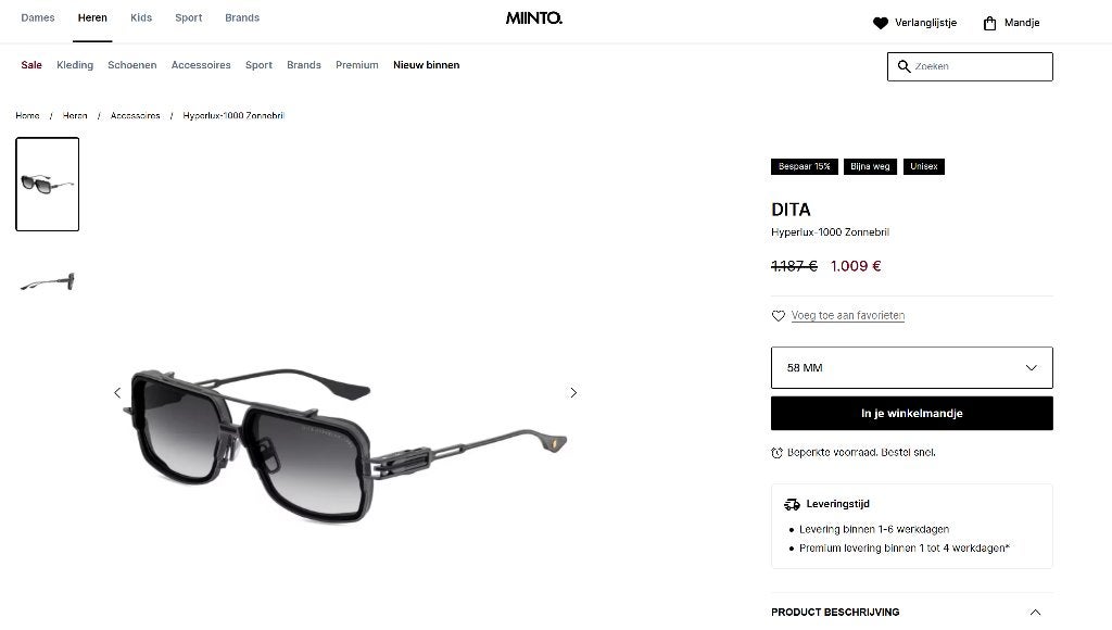 DITA Hyperlux-1000 zonnebril, Overige merken, Zonnebril, Zwart, Nieuw
