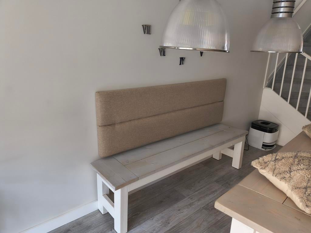 Eetkamerbank steigerhout 180 cm met of zonder rugleuning, Ophalen, Gebruikt, Stof, Landelijk, Industrieel