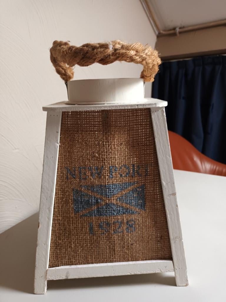 Newport brocant windlicht kandelaar, Ophalen of Verzenden, Gebruikt, Hout, 25 tot 50 cm