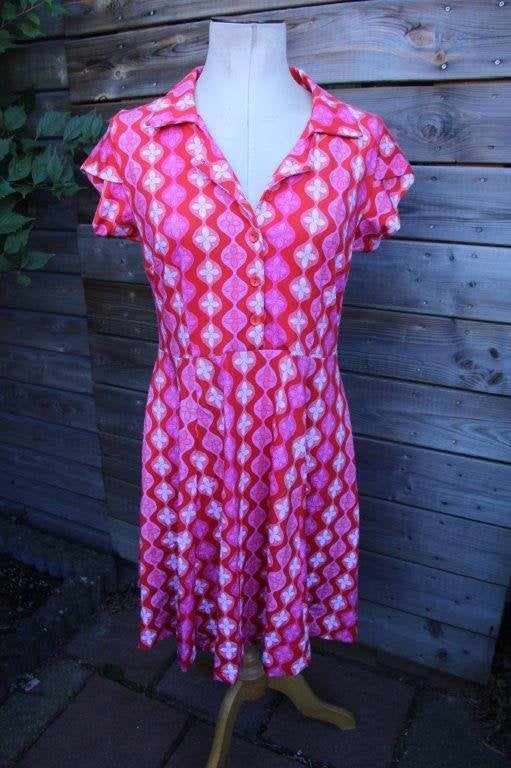 Jurk rood/ roze Lien & Giel mt XL Vaste prijs, Maat 46/48 (XL) of groter, Ophalen of Verzenden, Zo goed als nieuw, Knielengte