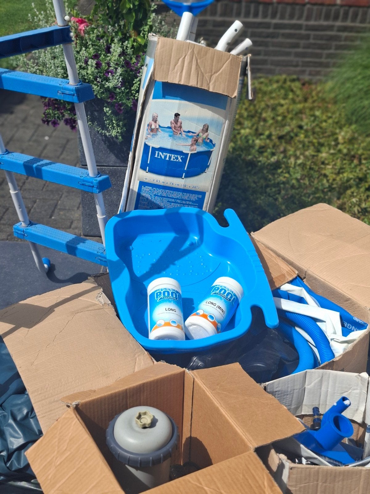 Intex Opzetzwembad 3.05m x 76cm met filterpomp en toebehoren, Tuin en Terras, Ophalen, Gebruikt, Rond, Opzetzwembad