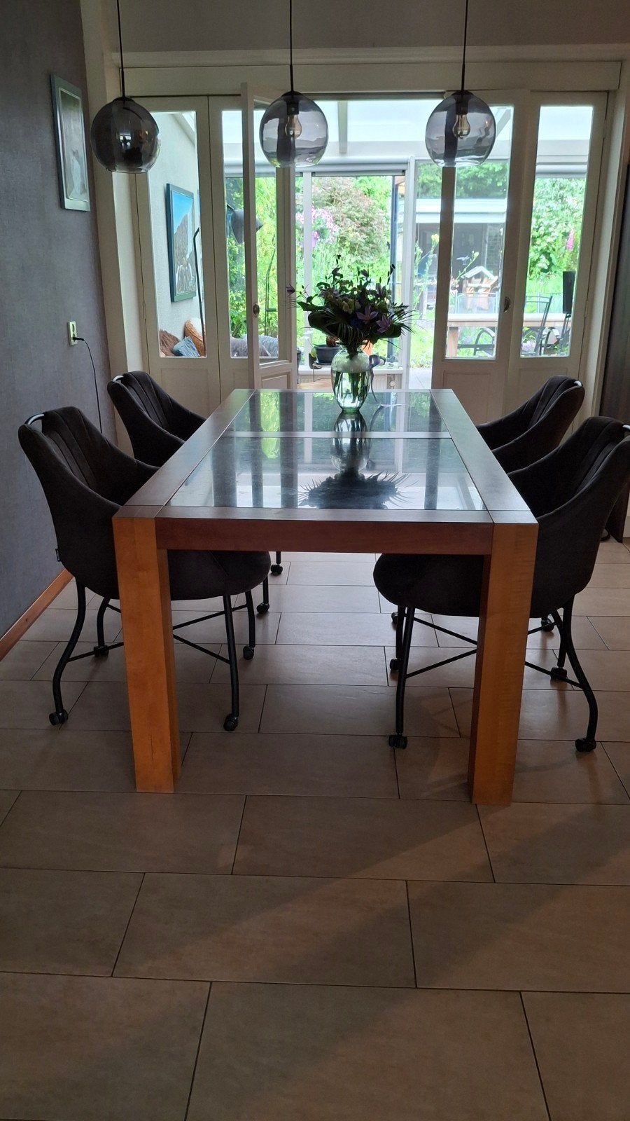 Eettafel met bijpassend dressoir, Ophalen, Gebruikt, Rechthoekig, 200 cm of meer