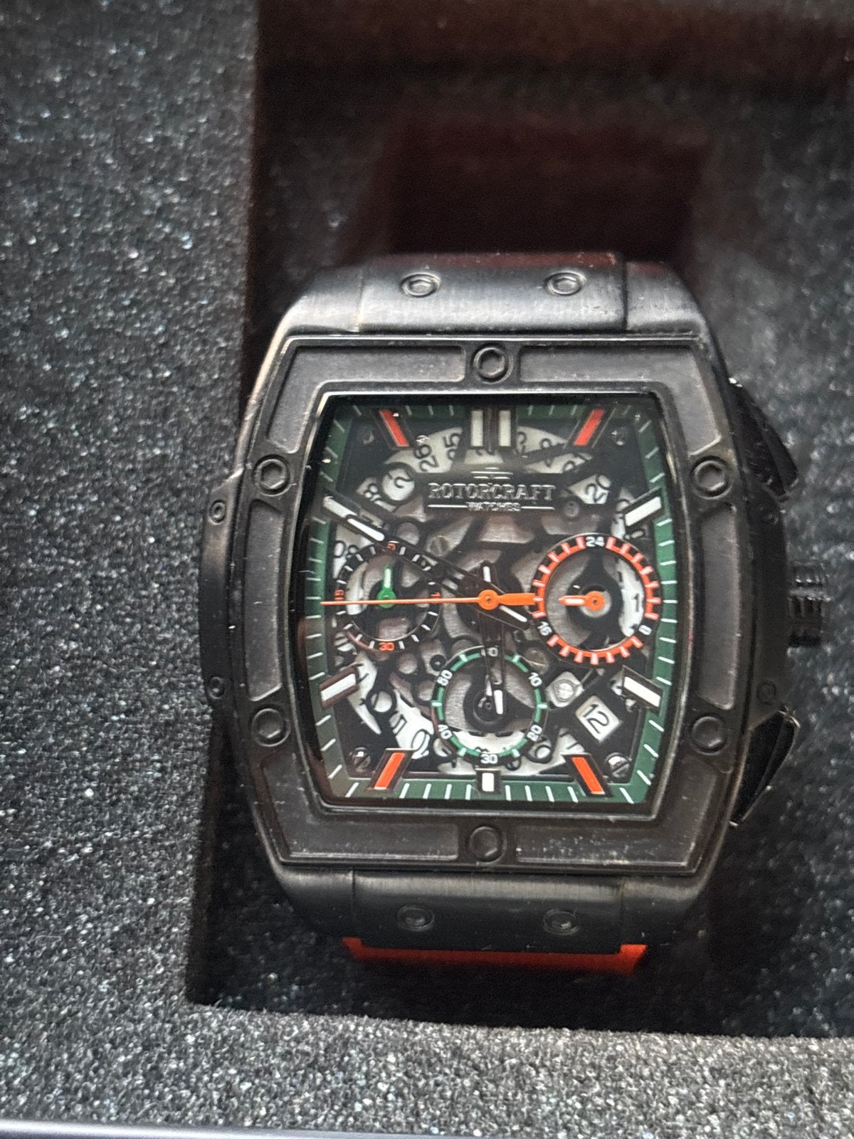Rotorcraft Horloge - Zwart met Oranje Bandje, Overige merken, Staal, Polshorloge, Nieuw